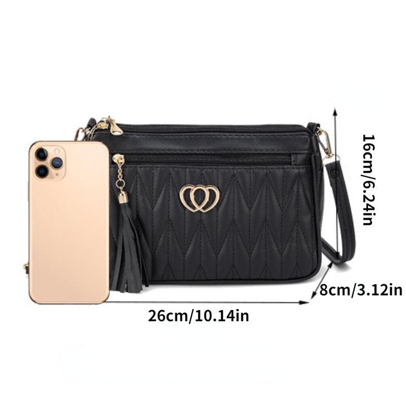 Chevron Quilted Crossbody Bag PU Shoulder Bag Women's Casual Handbag