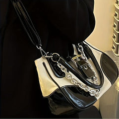 Vintage Sweet Sool Shoulder Bag Y2K Canvas Stitching Handbag