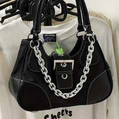 Vintage Sweet Sool Shoulder Bag Y2K Canvas Stitching Handbag