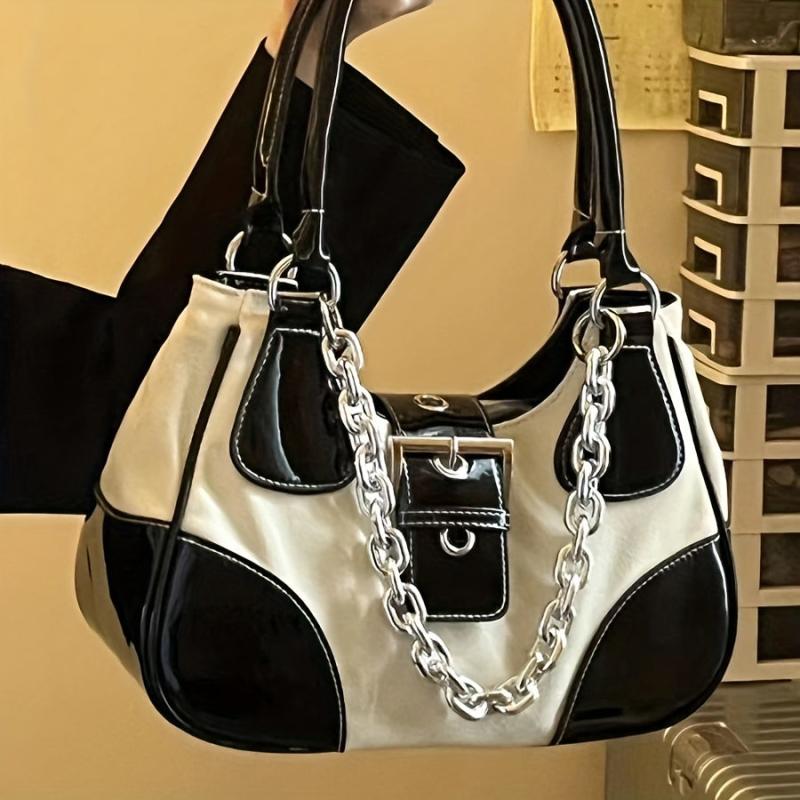 Vintage Sweet Sool Shoulder Bag Y2K Canvas Stitching Handbag