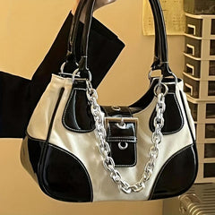 Vintage Sweet Sool Shoulder Bag Y2K Canvas Stitching Handbag