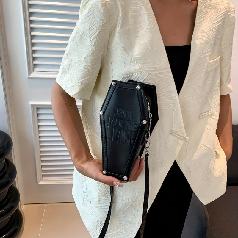Gothic Coffin Shaped Crossbody Bag for Women