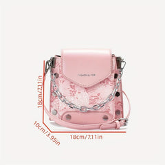 Mini Flower Crossbody Bag Studded Decor Chain Shoulder Bag