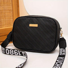 Embossed Pattern Square Crossbody Bag with Tassel Decor