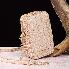 Crocodile Embossed Crossbody Bag Vertical Mobile Phone Purse Shoulder Bag