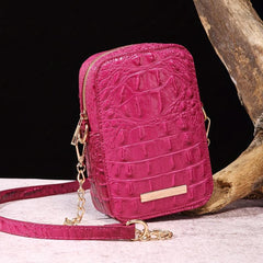 Crocodile Embossed Crossbody Bag Vertical Mobile Phone Purse Shoulder Bag