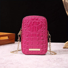Crocodile Embossed Crossbody Bag Vertical Mobile Phone Purse Shoulder Bag