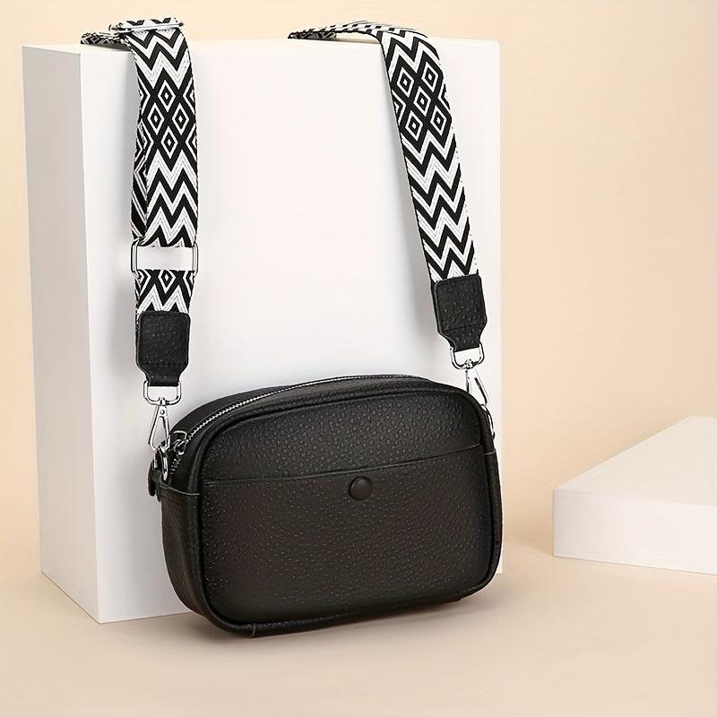 Vintage Ethnic Leather Crossbody Bag Zipper Square Purse