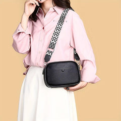 Vintage Ethnic Leather Crossbody Bag Zipper Square Purse