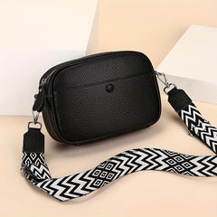 Vintage Ethnic Leather Crossbody Bag Zipper Square Purse