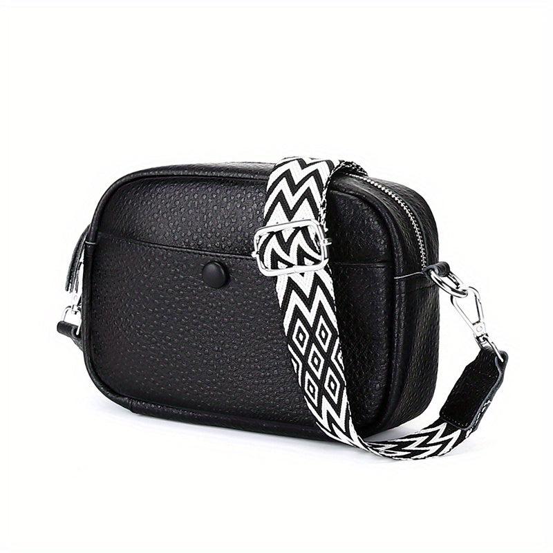 Vintage Ethnic Leather Crossbody Bag Zipper Square Purse