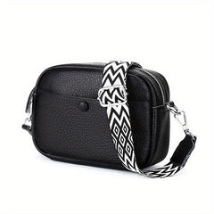 Vintage Ethnic Leather Crossbody Bag Zipper Square Purse