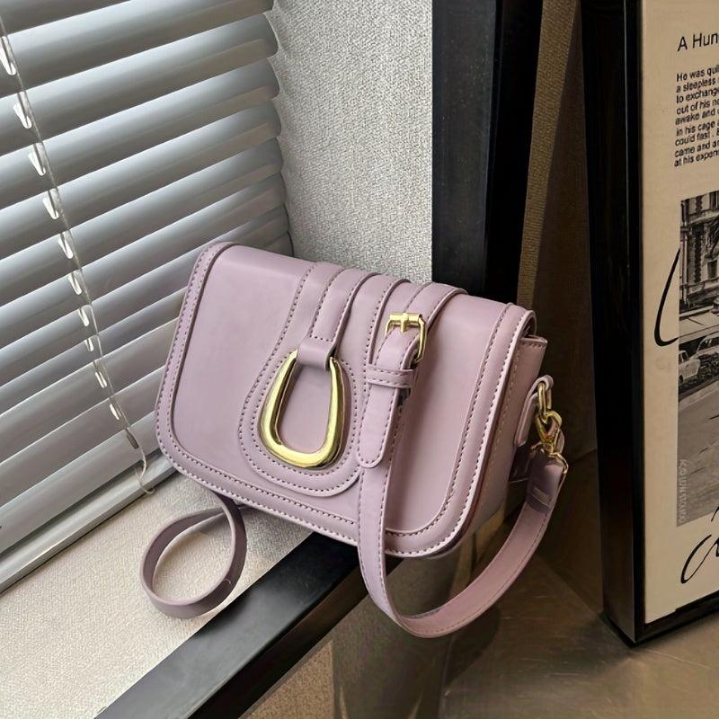 Metal Decor Square Purse Women's Small Shoulder Bag