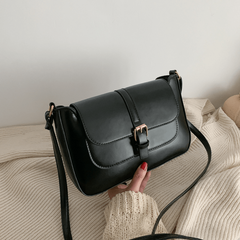 Vintage Square Shoulder Bag Solid Crossbody Bag For Work All Match Flap Purse