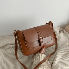 Vintage Square Shoulder Bag Solid Crossbody Bag For Work All Match Flap Purse