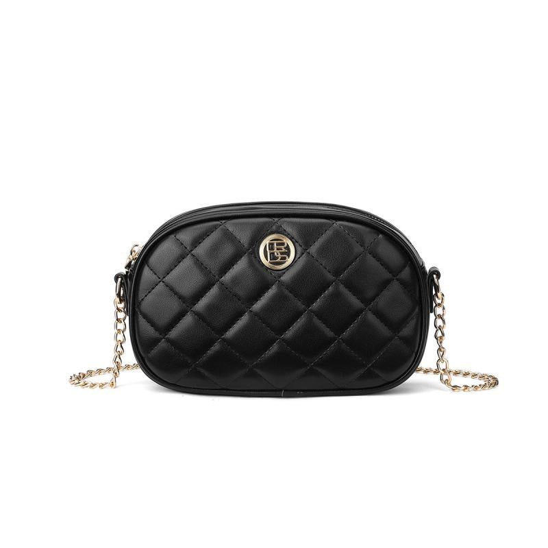 Women's Quilted Shoulder Bag with Chain Strap