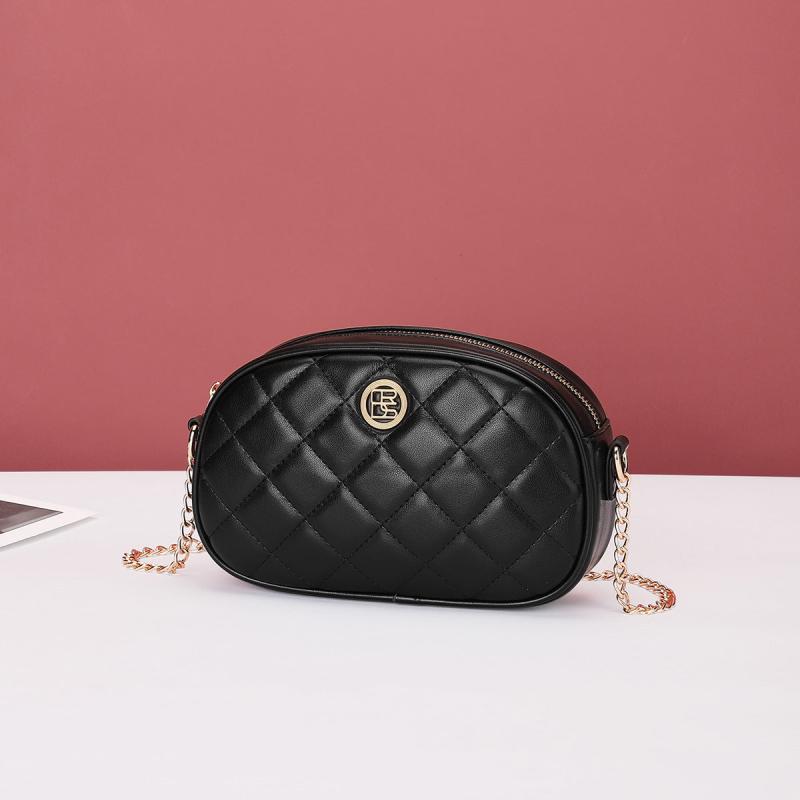 Women's Quilted Shoulder Bag with Chain Strap