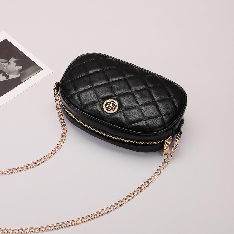 Women's Quilted Shoulder Bag with Chain Strap