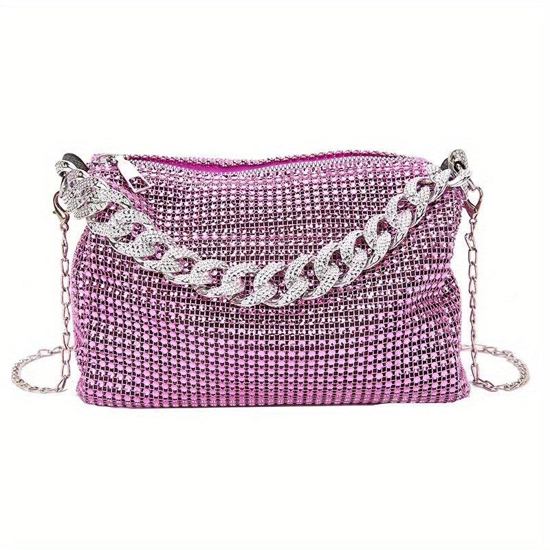 Rhinestone Chain Crossbody Bag Glitter Clutch Purses