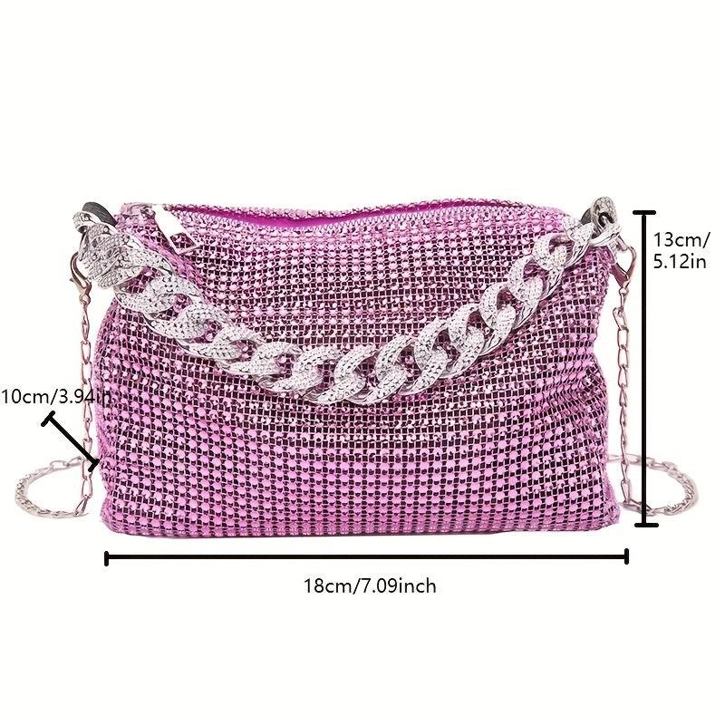 Rhinestone Chain Crossbody Bag Glitter Clutch Purses