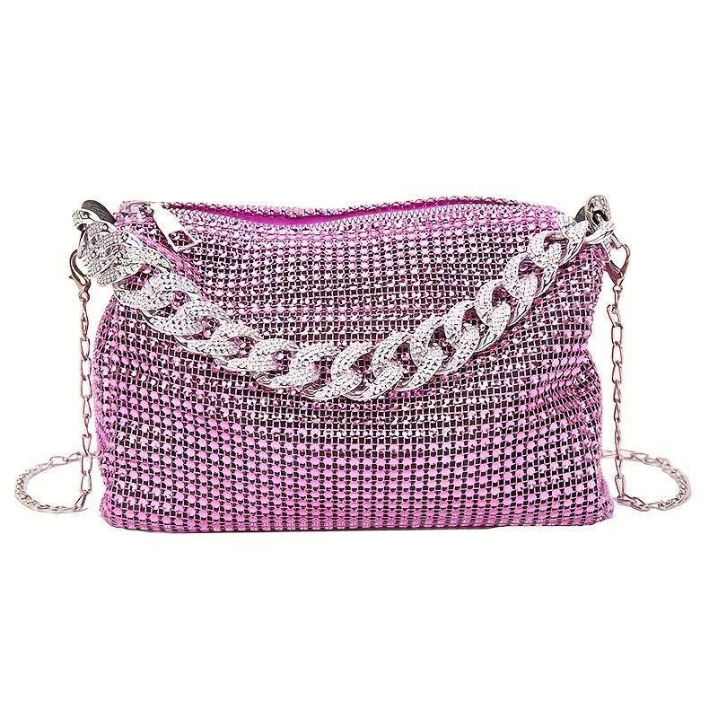 Rhinestone Chain Crossbody Bag Glitter Clutch Purses