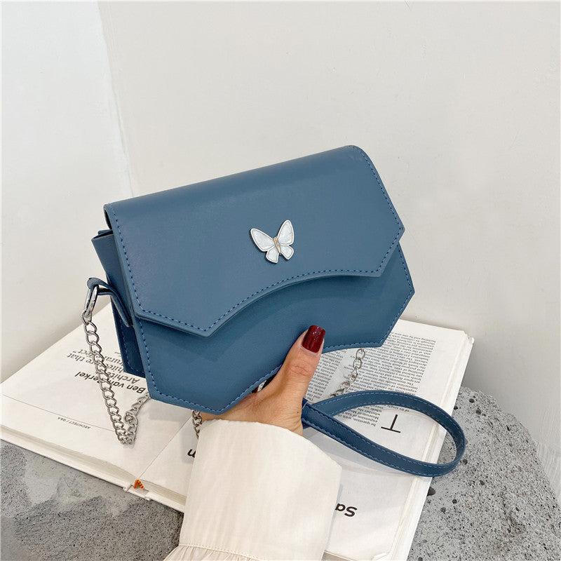 Metal Butterfly Decor Bag Solid Flap Shoulder Bag