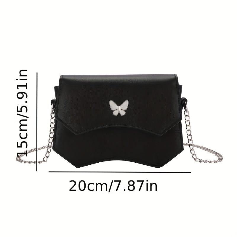 Metal Butterfly Decor Bag Solid Flap Shoulder Bag
