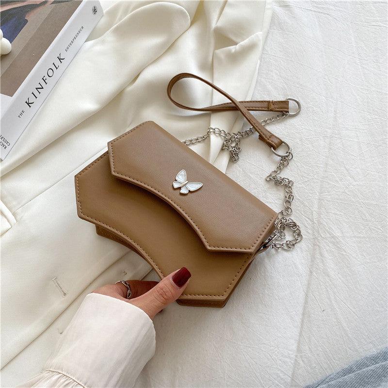 Metal Butterfly Decor Bag Solid Flap Shoulder Bag