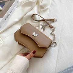 Metal Butterfly Decor Bag Solid Flap Shoulder Bag