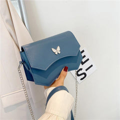 Metal Butterfly Decor Bag Solid Flap Shoulder Bag