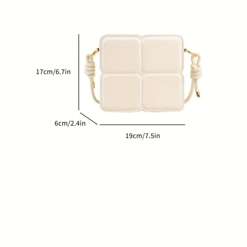 Plaid Embossed Crossbody Bag Mini Vegan Leather Square Purse