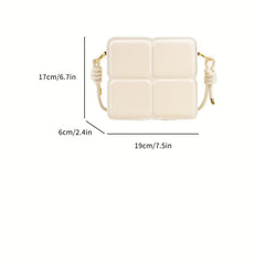 Plaid Embossed Crossbody Bag Mini Vegan Leather Square Purse