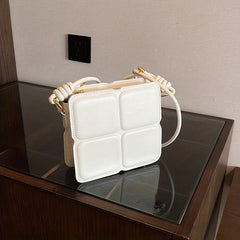 Plaid Embossed Crossbody Bag Mini Vegan Leather Square Purse
