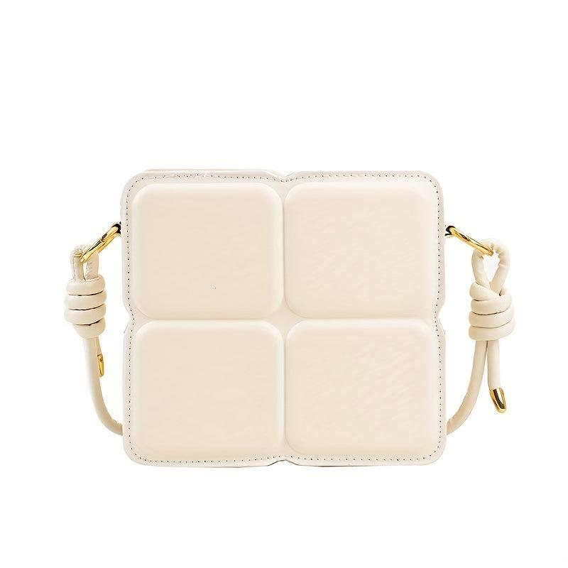 Plaid Embossed Crossbody Bag Mini Vegan Leather Square Purse