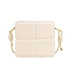 Plaid Embossed Crossbody Bag Mini Vegan Leather Square Purse