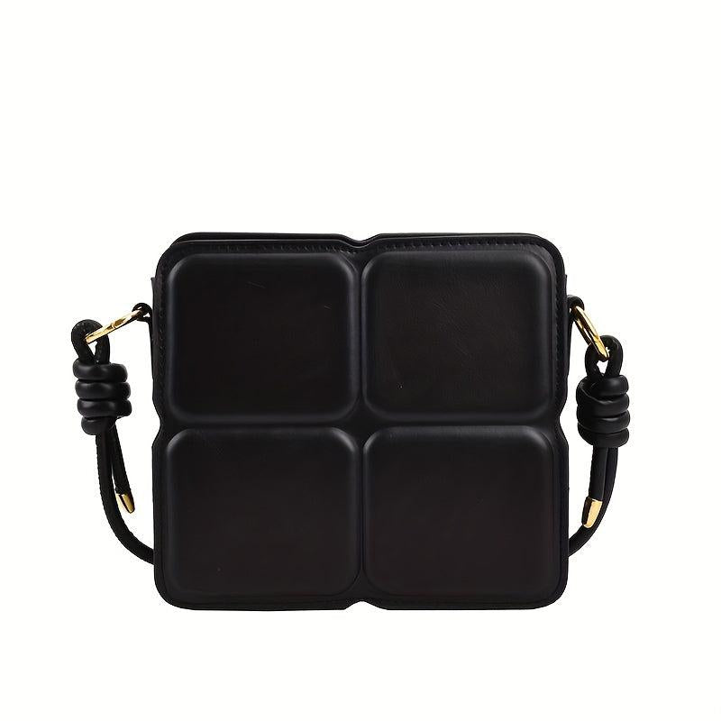 Plaid Embossed Crossbody Bag Mini Vegan Leather Square Purse