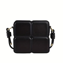 Plaid Embossed Crossbody Bag Mini Vegan Leather Square Purse