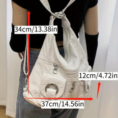 Y2K Vintage Ruched Crossbody Bag Convertible Backpack Large Shoulder Bag