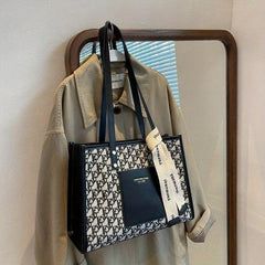 Letter Graphic Tote Bag Canvas Shoulder Bag for Work School