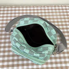 Casual Plaid Crossbody Bag Small Nylon Shoulder Messenger Bag