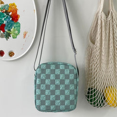 Casual Plaid Crossbody Bag Small Nylon Shoulder Messenger Bag