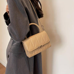 Quilted Crossbody Bag Solid Handbag Bowknot Decor Square Purse