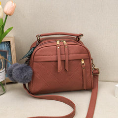 Stylish Crossbody Bag with Pompom - Women's Handbag & Purse