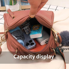 Stylish Crossbody Bag with Pompom - Women's Handbag & Purse