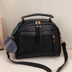 Stylish Crossbody Bag with Pompom - Women's Handbag & Purse