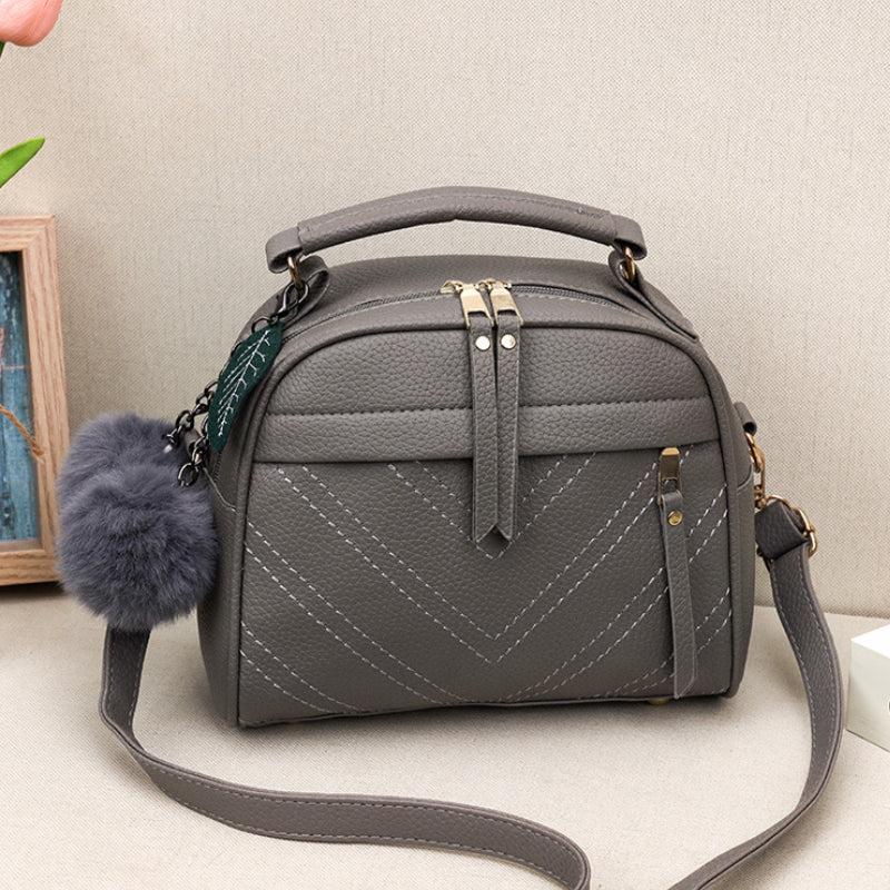 Stylish Crossbody Bag with Pompom - Women's Handbag & Purse