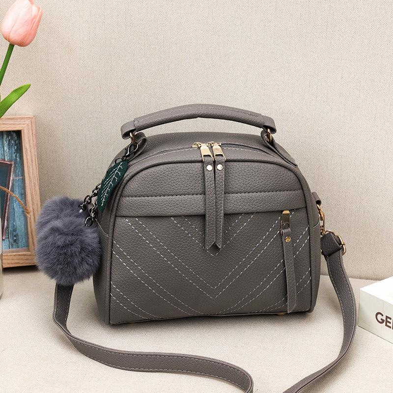 Stylish Crossbody Bag with Pompom - Women's Handbag & Purse