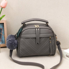 Stylish Crossbody Bag with Pompom - Women's Handbag & Purse