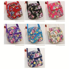 Vintage Flower Pattern Shoulder Bag Classic Zipper Crossbody Bag Women's