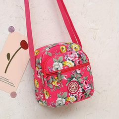 Vintage Flower Pattern Shoulder Bag Classic Zipper Crossbody Bag Women's